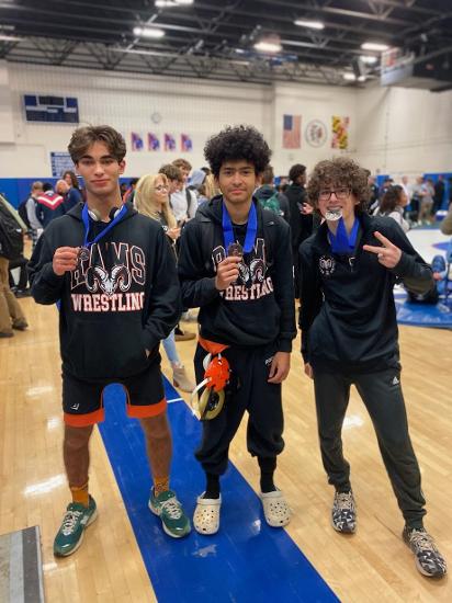 		Lucas Laender, Damian Melendez, and Finn Dunston pose with their 4th, 3rd, and 2nd place medals, respectively.	