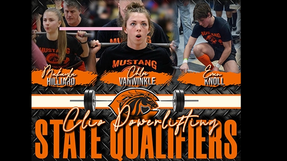 Graphic of state powerlifting qualifiers: Makayla Hillared, Chloe Vanwinkleand Evan Knoll
