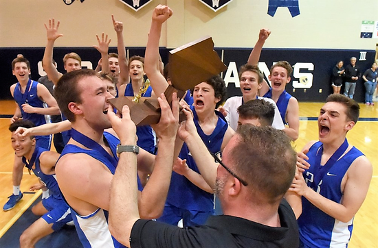 Exeter Boys Volleyball Celebrates BCIAA victory