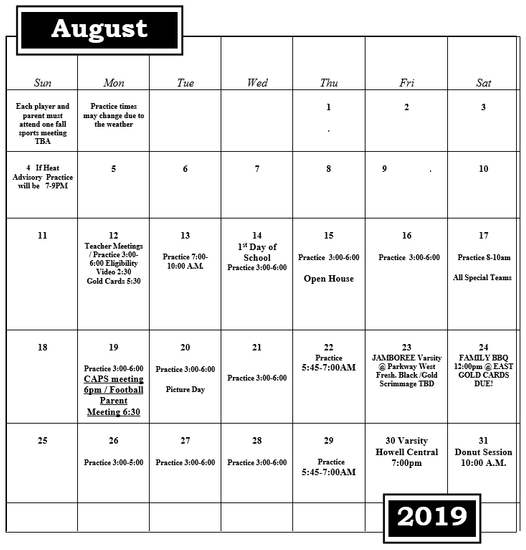 Fort Zumwalt Calendar 2022 Ft. Zumwalt East High School Boys Varsity Football Fall 2019-2020 Team News