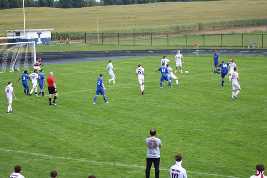 Ionia's Cooper Roberts scores early in the first half against Lakewood. (Photo Courtesy of Nathan Derusha)