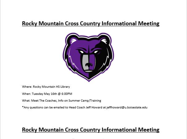XC Meeting May 16th, 6:00PM